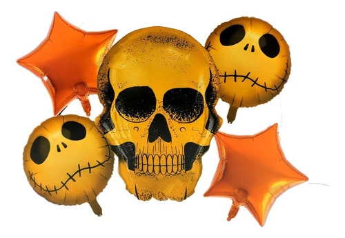 Bouquet Globos Calavera Dorada Jack Dorado Halloween 