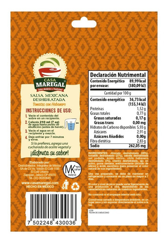 Imagen 2 de 6 de Envío Gratis: Salsa Mexicana Deshidratada: Tomate& Habanero