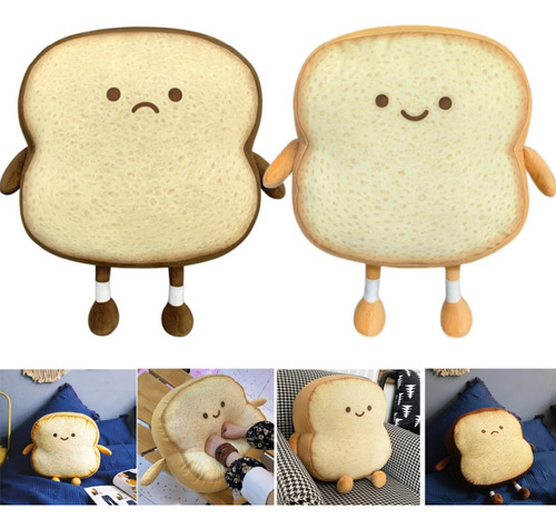 Interesante Almohada De Felpa Toast Bread, 2 Unidades, Jugue