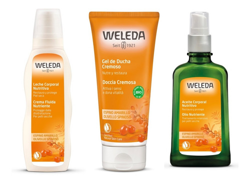 Kit Corporal Espino Amarillo Weleda Aceite, Leche, Gel Ducha