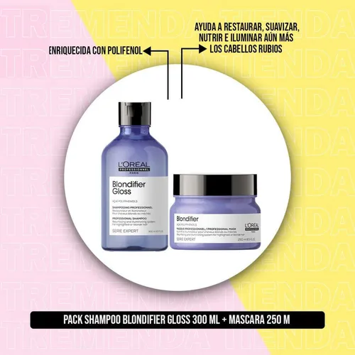 Pack Shampoo Loreal Blondifier Gloss 300ml + Mascara Loreal Blondifier 250ml