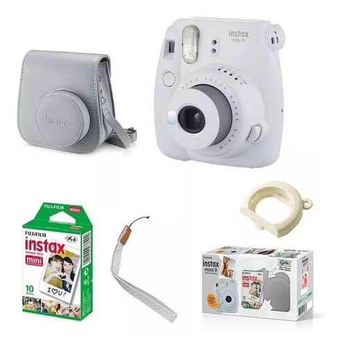 Kit Câmera Instax Mini 9 Branco Gelo + Bolsa + 10 Filmes