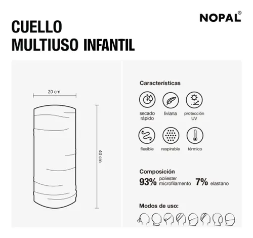 Combo Cuello X2 Termico Nopal Ni&ntilde;o Adulto Uv50 Multiuso