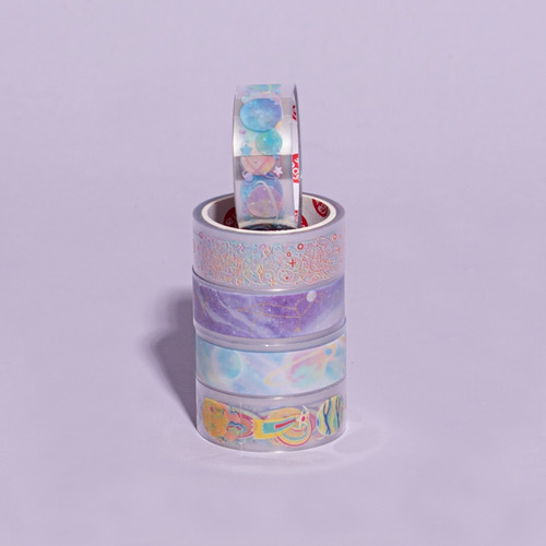 Imagen 3 de 4 de Set 5 Washi Tape Cinta Adehesiva Galaxia