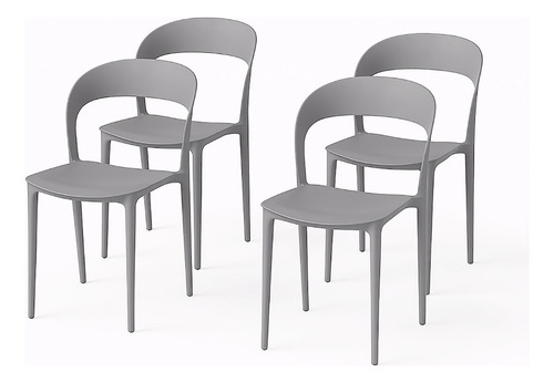 Silla Smile X4 Living Comedor En Polipropileno Gris