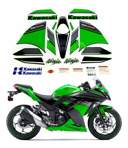 Adesivo Kawasaki Ninja 300 Verde Kit Completo Ninvd