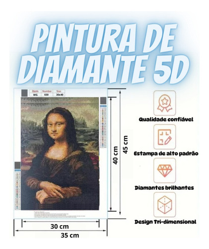C Kit Pintura Diamante 5d 30x40 Mona Lisa Puzzle Wg