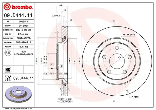 Disco Brembo Jeep Wrangler X-s 2009 Delantero Pza