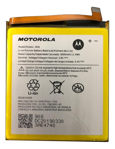 Bateria Moto One Moto G7 Play Je40 Original Nova Com Garanti