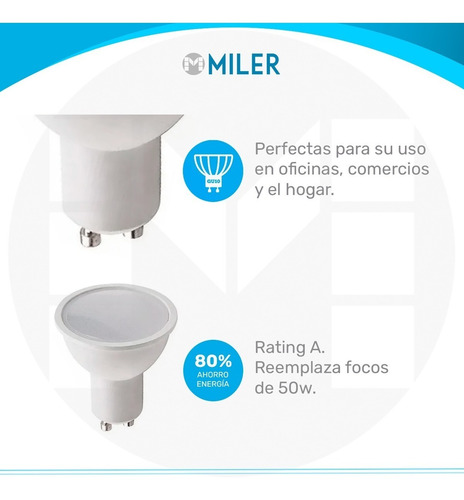 Imagen 6 de 10 de Dicroica Led 7w Gu10 Luz Calida O Fria Eco Pack X10