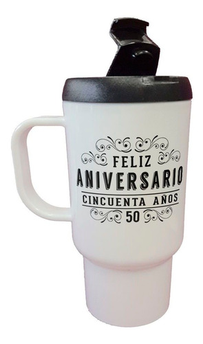 Jarro Termico Frase Feliz Aniversario 50 Años Casados