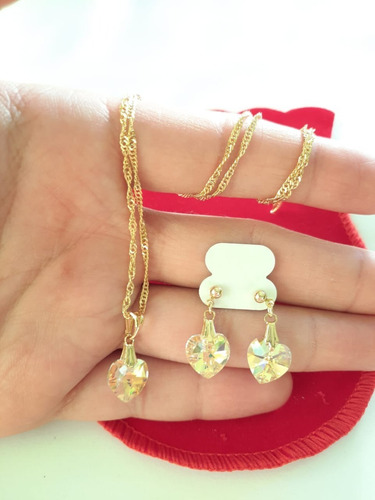 Corrente + Brinco 18k Banhado A Ouro Na Promoção Do Mês