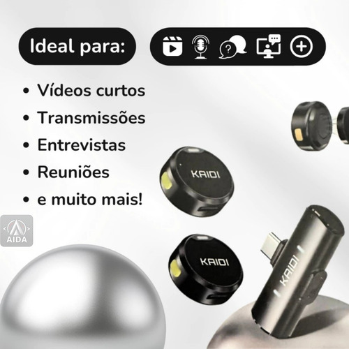 Lapela Sem Fio Kaidi Duplo - Compatível Com iPhone