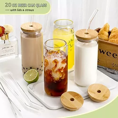 VASO DE VIDRIO GLASEADO TAPA BAMBÚ CON CARRIZO 690ml