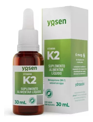 Vitamina K2 Menaquinona Mk-7 Ydrosolv® Líquida Yosen 30ml Sabor Sem sabor