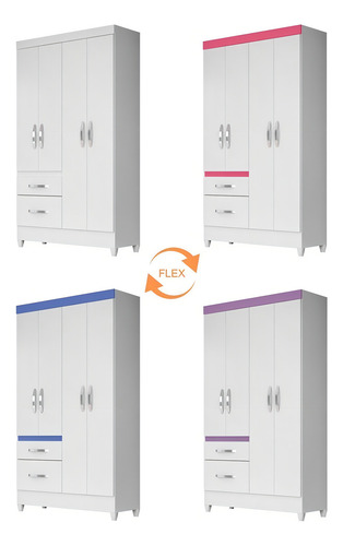 Guarda Roupa Solteiro 4 Portas 8524 Branco Flex Moval