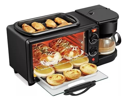 Máquina Para Hacer Desayuno 3 En 1 Horno Cafetera Sarten X L