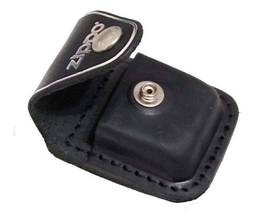 Imagem 2 de 3 de Bainha Porta Isqueiro Zippo Couro Preto E Marrom Clip Metal