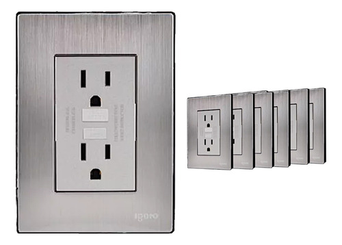 Placa Acero Inoxidable Cotacto Duplex Falla A Tierra 6 Pz