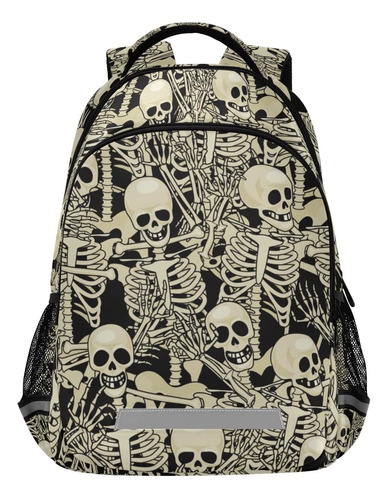 Mochilas Glaphy Gothic Skulls Skeletons, Portátil, Libro Esc