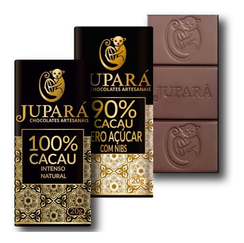 42 Barras De Chocolate Jupará 100% E 90% Cacau - Zero Açúcar