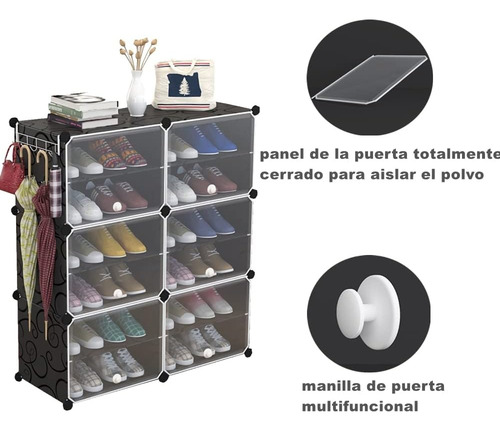 Zapatera Organizador Practiksa Apilable Antipolvo Con Puerta Negro 24 Pares