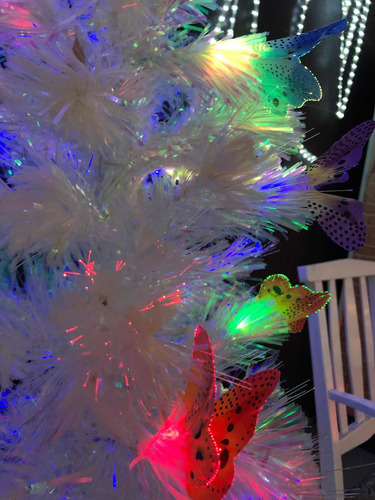 Árvore De Natal Branca Fibra Ótica 1,50mt Borboletas | Parcelamento sem juros Árvore De Natal Branca Fibra Ótica 1,50mt Borboletas | Parcelamento sem juros