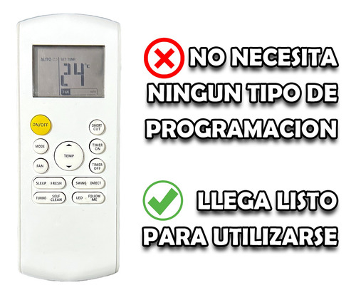 Control Para Carrier Ac Minisplit Rg57b/bgef + Funda Pila