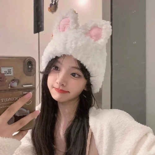 T Gorro De Peluche Con Orejas De Conejo Invierno Bufanda