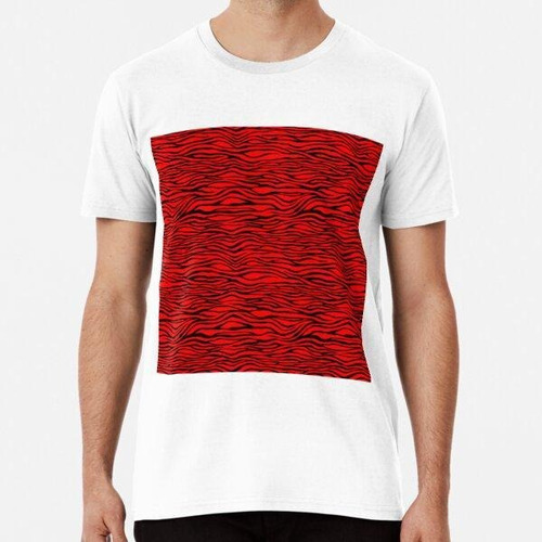 Remera Black And Bright Neon Red Tiger Stripes Animal Print 