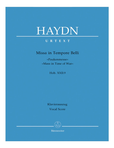 J. Haydn: Mass In Time Of War Hob. Xxii:9, Vocal Score.
