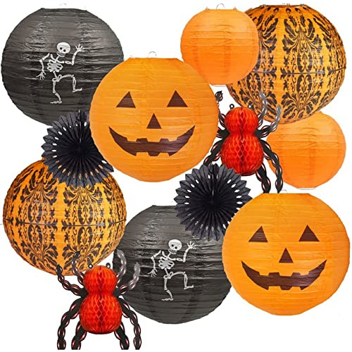 12 Piezas De Decoraciones De Halloween Colgantes De Pap...