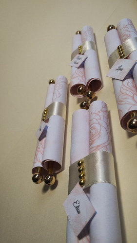 20 Convites Pergaminho - Personalizado Branco