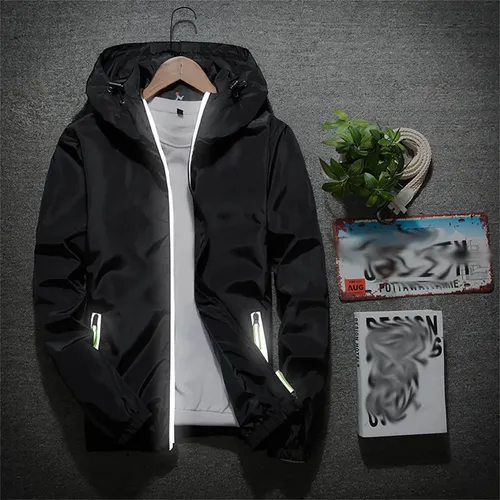 Chaqueta Cortavientos Deportiva Para Hombre - Ligera, Transpirable Y Con Detalles Reflectantes, Talla Grande