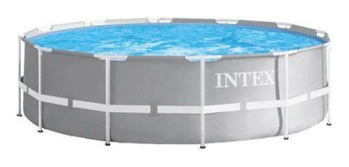 Pileta estructural redondo Intex 6503FCF con capacidad de 6503 litros de 366 " de diámetro  gris