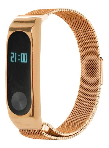 Imagem 1 de 9 de Pulseira Rose Dourada De Aço Inoxidável Para Mi Band 2