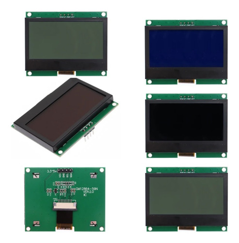 54 Display 128x64 12864 Verde Azul Preto Cinza Spi Iic I2c