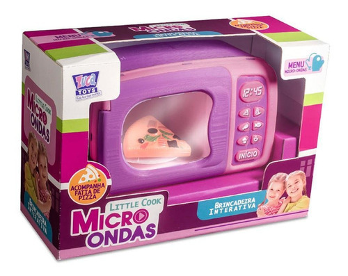 Microondas De Brinquedo Litlle Cook Com Pedaço De Pizza Zuca Cor Rosa e Lilás