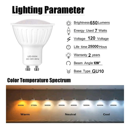 Led Gu10 Regulable Para Bombilla Halógena Con Base Mr16