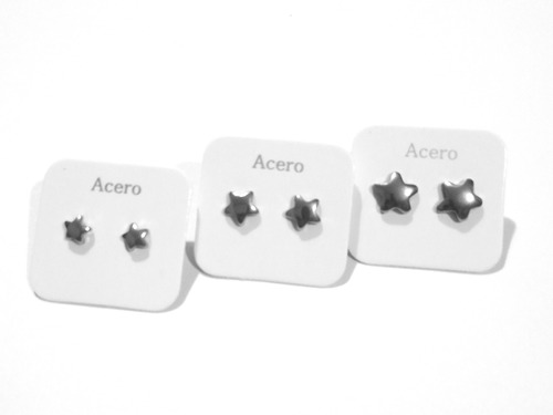 3 Pares De Aros Estrellitas Acero Quirurgico