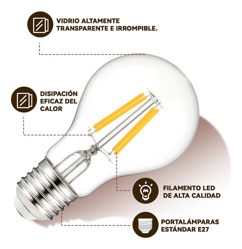 10pza Bombilla Led E27 De 4w Para Uso Doméstico Araña Retro