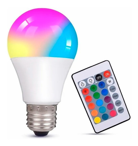 Lampada Bulbo Led Rgb 5w + Controle Remoto E27 Bivolt 110V/220V