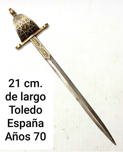 Espadin Abrecartas De 21 Cm. Años 70 Toledo España,usado.