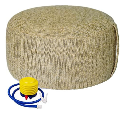 Woven Inflatable Ottoman With Air Pump D21x H10 O...