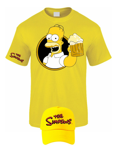 Camiseta Manga Corta Homero J Simpson Beer Obsequio Gorra 