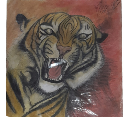 Dibujo Pintura Tigre Bengala En Colores Pasteles Negociable
