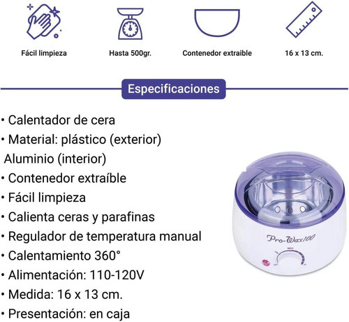 Calentador De Cera Para Depilar Color Azul Con Blanco
