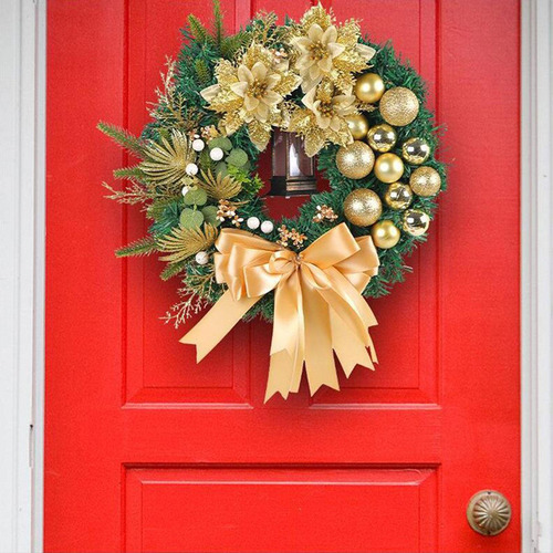 / Corona De Navidad Para Puerta Delantera Con Bola De