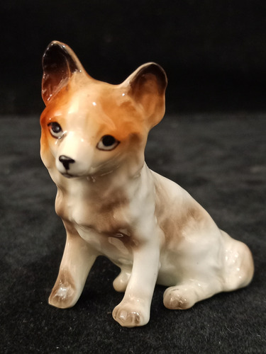 Antigua Adorno Perrito Miniatura De Porcelana 