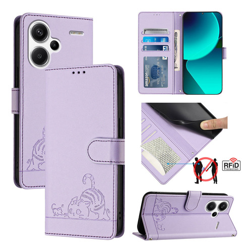 Gato Patrón Cartera Funda Compatibilidad Redmi Note 13 Pro